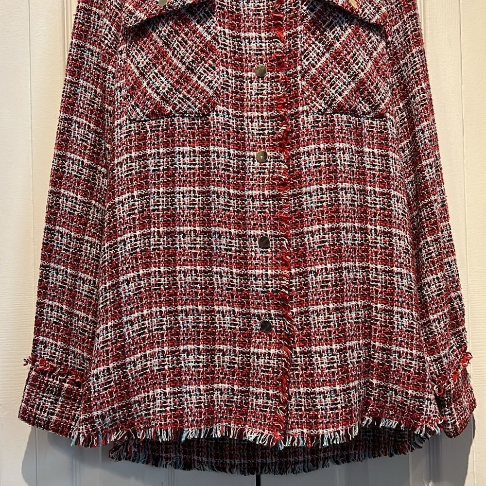 C&A Red Multicoloured Tweed European‎ Jacket Shacket Size EU 36 US M/L - Picture 5 of 16
